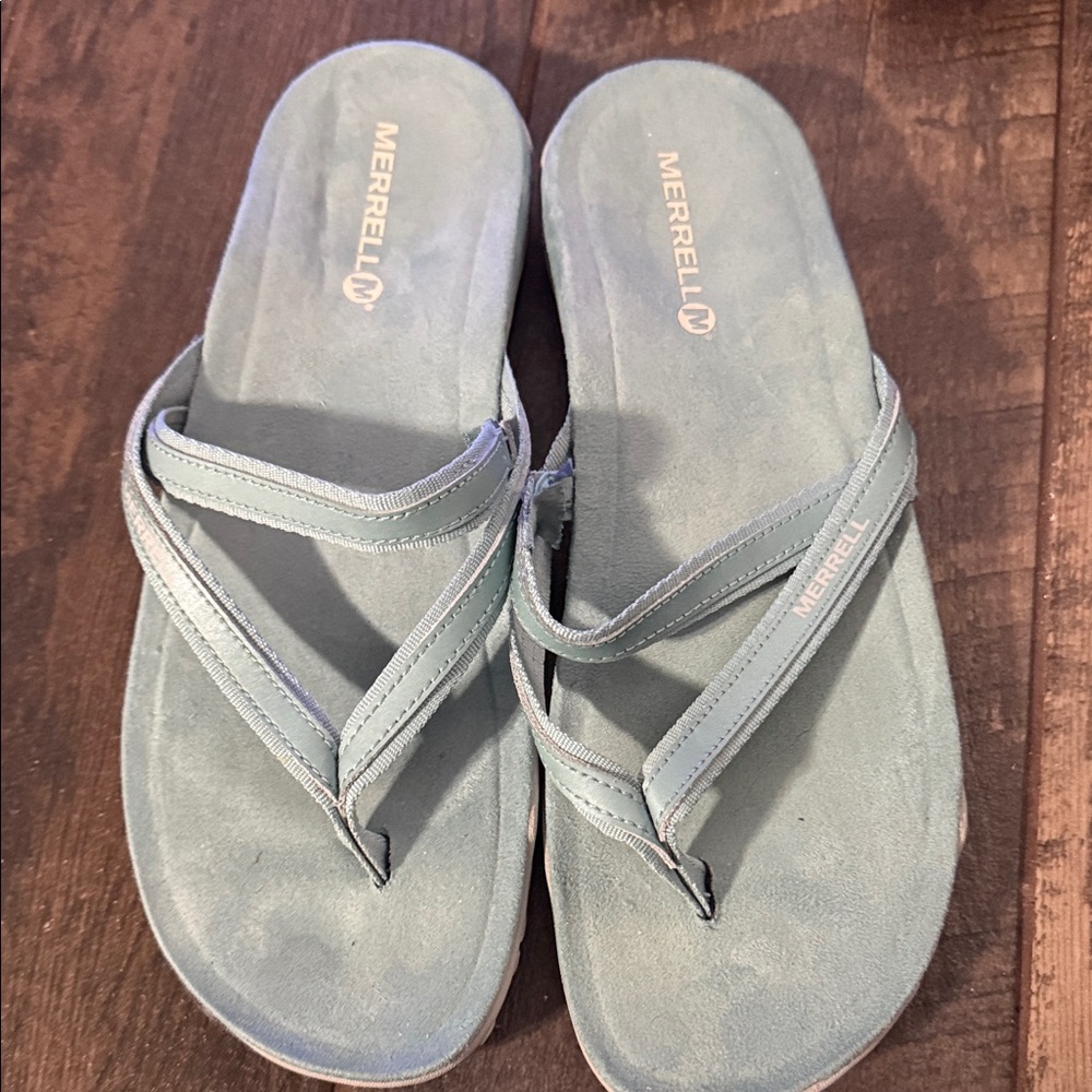 Merrell Terran Ari Post Women's Pale Sea Flip-Flop Sandals size 10